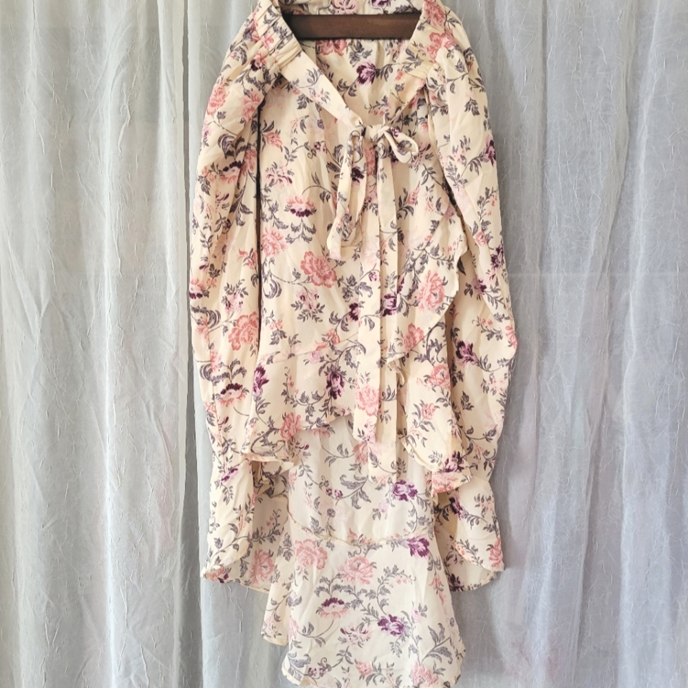 Floral blush Pink asymmetrical midi skirt